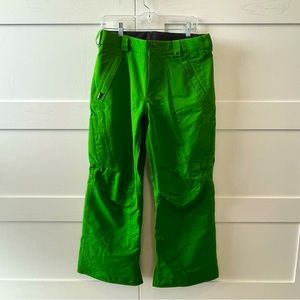 Men’s Burton lime green ski/snowboarding pants with four ventilation zippers